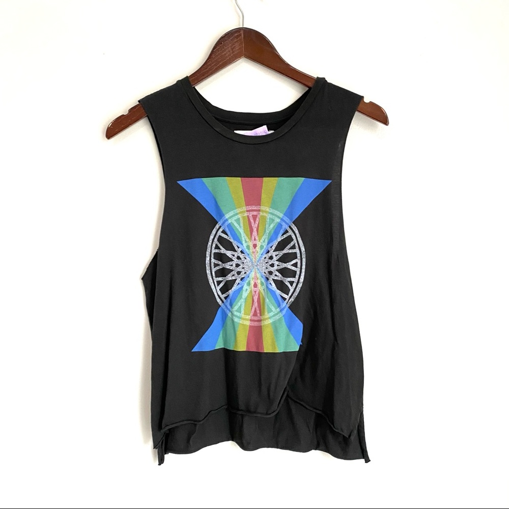 SOUL CYCLE Womens Medium Black Cropped Cutoff Sleeveless TShirt A8